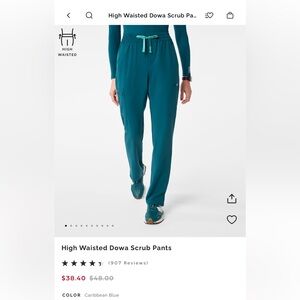 Figs Caribbean Blue High Waisted Scrub Pants